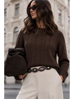 Midtown Cable Knit Sweater – L